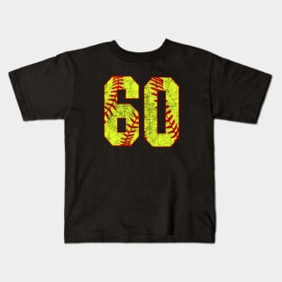 Fastpitch Softball Number 60 #60 Softball Shirt Jersey Uniform Favorite Player Biggest Fan Kids T-Shirt